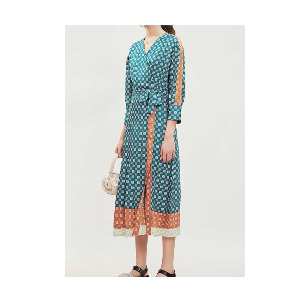 Sandro silk patchwork geometric dress 36/4